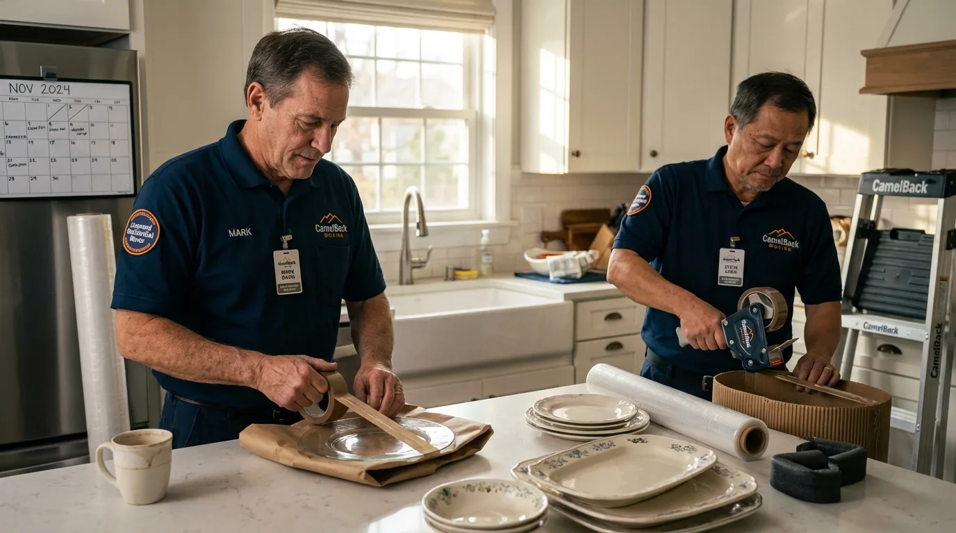 Professional crew packing kitchen dishware in Mountain Home, AR